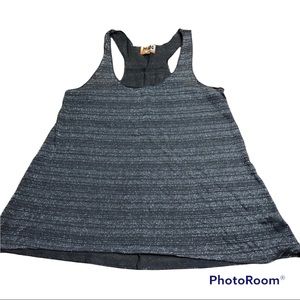 Gray/silver metallic striped tank top Mudd size LARGE